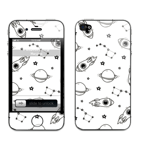 Наклейка на Телефон Apple iPhone 4S, 4 Космо-паттерн,  купить в Москве – интернет-магазин Allskins, классика, космос, полёт, звезда, созвездие, земля, вселенная