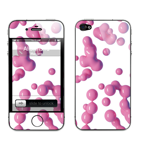 Наклейка на Телефон Apple iPhone 4S, 4 Пузыри Жвачки,  купить в Москве – интернет-магазин Allskins, жвачка, пузыри, пузырьки, розовый, баблгам, бабл, трехмерный, рендер, сферы, жидкость