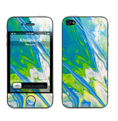 Наклейка на Телефон Apple iPhone 4S, 4 Свежесть,  купить в Москве – интернет-магазин Allskins, прохлада, бриз, легкость, зеленый, свежесть