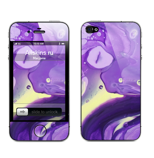 Наклейка на Телефон Apple iPhone 4S, 4 Фиолетовый дракон,  купить в Москве – интернет-магазин Allskins, абстракция, дракон, фиолетовый