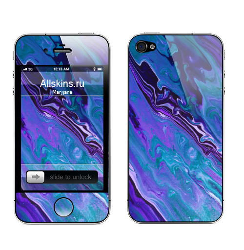 Наклейка на Телефон Apple iPhone 4S, 4 Фэшн галактик,  купить в Москве – интернет-магазин Allskins, паттерн, бирюзовый, фиолетовый, галактика