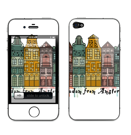 Наклейка на Телефон Apple iPhone 4S, 4 Дама с Амстердама,  купить в Москве – интернет-магазин Allskins, крутые надписи, город, Амстердам, женщинакошка, мадам, дама, афоризмы