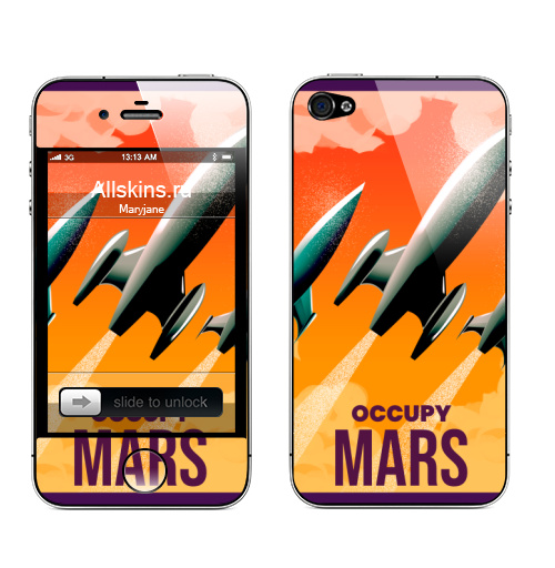 Наклейка на Телефон Apple iPhone 4S, 4 Оккупируй марс,  купить в Москве – интернет-магазин Allskins, мотивация, Марс, космос, земля, путешествия, захват