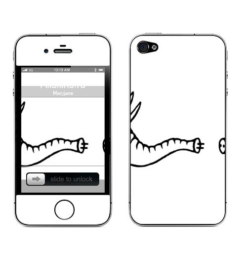 Наклейка на Телефон Apple iPhone 4S, 4 Контактный зоопарк,  купить в Москве – интернет-магазин Allskins, лаконичное, черно-белое, минимализм, свинья, слоны, улыбка, прикол, забавное, контакт, животные, сюрреализм