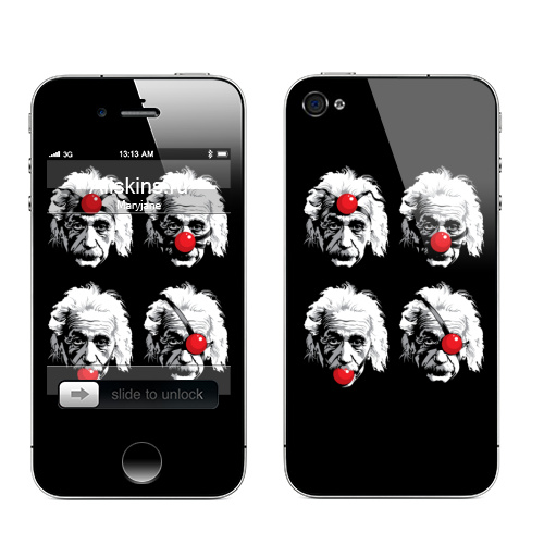 Наклейка на Телефон Apple iPhone 4S, 4 Einstein Эйнштейн,  купить в Москве – интернет-магазин Allskins, остроумно, физика, эйнштейн, мужские, военные, садомазо, 300 Лучших работ