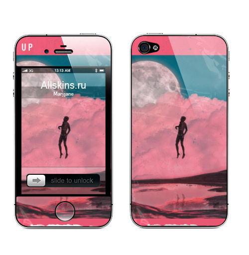 Наклейка на Телефон Apple iPhone 4S, 4 Взлетай,  купить в Москве – интернет-магазин Allskins, психоделика, лети, полёт, мотивация, жизнь, небо, облако, луна, человек