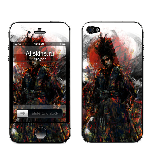 Наклейка на Телефон Apple iPhone 4S, 4 Самурай вагабонд,  купить в Москве – интернет-магазин Allskins, кино, самурай, военные, лун, абстракция, меч, сильный, сражение