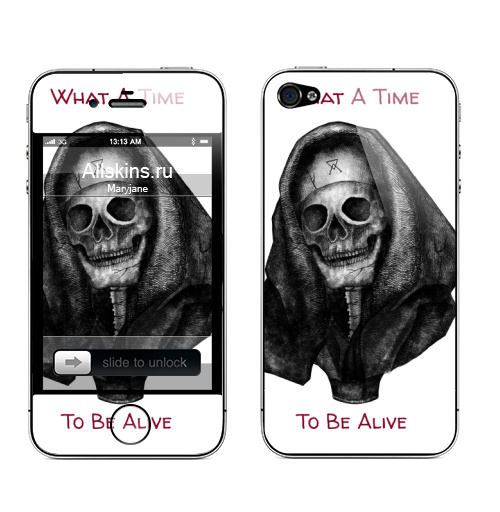 Наклейка на Телефон Apple iPhone 4S, 4 Прекрасное время для жизни,  купить в Москве – интернет-магазин Allskins, цинизм, смерть, череп, жизнь, любовь, конец, Прекрасный, мир