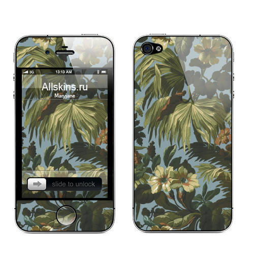 Наклейка на Телефон Apple iPhone 4S, 4 Цветной паттерн другой,  купить в Москве – интернет-магазин Allskins, классика, цветы, паттерн, природа, растение, живой