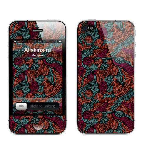 Наклейка на Телефон Apple iPhone 4S, 4 Абстракция цветные линии,  купить в Москве – интернет-магазин Allskins, abstract, Lines, circles, паттерн, абстракция, графика, круг, узор