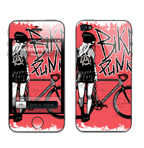 Наклейка на Телефон Apple iPhone 4S, 4 Панк Райдер,  купить в Москве – интернет-магазин Allskins, байк, панк, велосипед, спорт, рок, мотоцикл, мтб, ride, музыка