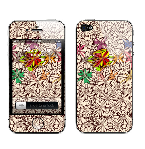 Наклейка на Телефон Apple iPhone 4S, 4 Цветочное диско,  купить в Москве – интернет-магазин Allskins, цветы, узор, природный, природа, бутоны, лепестки, мило, миленько, простой, скопление, нежно, радость, летний, лес, растительность, цветочное поле