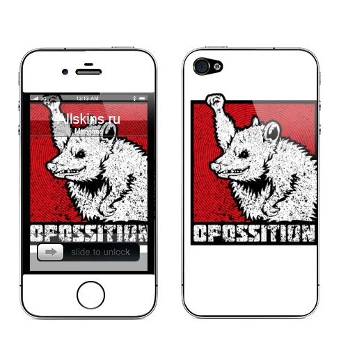 Наклейка на Телефон Apple iPhone 4S, 4 Опоссум в ультра-тревожном квадрате,  купить в Москве – интернет-магазин Allskins, философские, опоссум, животное, логотип, крысы, панк, гранж, металл, метафора, прикол, постимпрессионизм