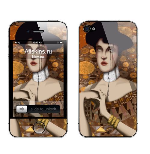 Наклейка на Телефон Apple iPhone 4S, 4 Климт Адели,  купить в Москве – интернет-магазин Allskins, климт, искусство, портреты, классика