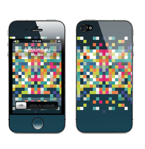 Наклейка на Телефон Apple iPhone 4S, 4 Пикселизация,  купить в Москве – интернет-магазин Allskins, поп-арт, пиксель арт, квадраты, единица