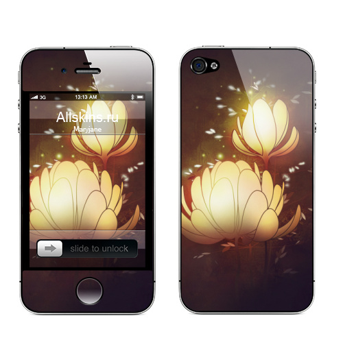 Наклейка на Телефон Apple iPhone 4S, 4 Яркие вечерние,  купить в Москве – интернет-магазин Allskins, цветы, рисунки, светлый, природа, искусство, плакат, графика, лепески, ночь, вечеринка, яркий, лес, цифровая, живопись, бутон, концепт