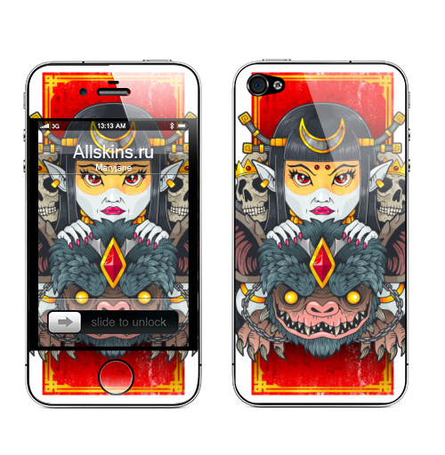 Наклейка на Телефон Apple iPhone 4S, 4 Королева вампиров,  купить в Москве – интернет-магазин Allskins, мистика, вампиры, монстры, упырь, череп, королева, эльф, хорор, фэнтези, хэллоуин, Летучая_мышь