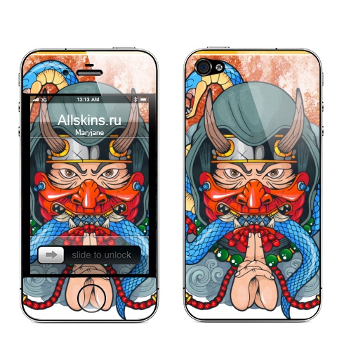 Наклейка на Телефон Apple iPhone 4S, 4 Шиноби,  купить в Москве – интернет-магазин Allskins, shinobi, ниндзя, ассасин, змея, Япония, самурай, Ронин, средневековый, азия