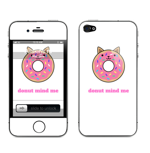 Наклейка на Телефон Apple iPhone 4S, 4 Не обращай внимания на меня,  купить в Москве – интернет-магазин Allskins, котята, еда, пончики, афоризмы, прикол, розовый, оригинальность, внимание, любовь