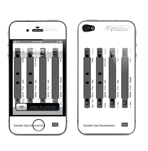 Наклейка на Телефон Apple iPhone 4S, 4 Type Characteristics,  купить в Москве – интернет-магазин Allskins, музыка, ретро, кассета