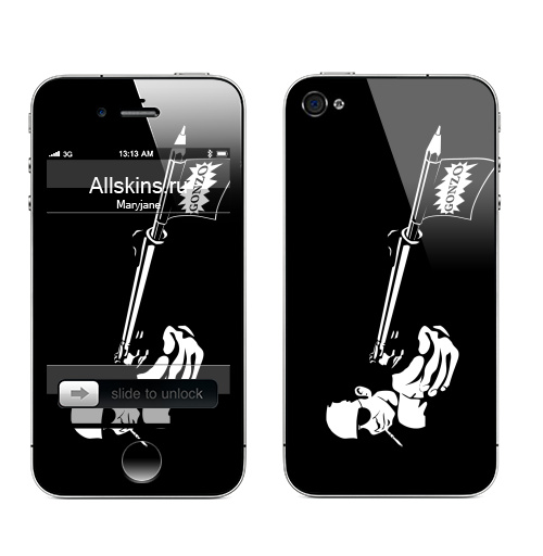Наклейка на Телефон Apple iPhone 4S, 4 Gonzo,  купить в Москве – интернет-магазин Allskins, известные люди, классика, оружие, страх и ненависть, военные, черно-белое, мужские