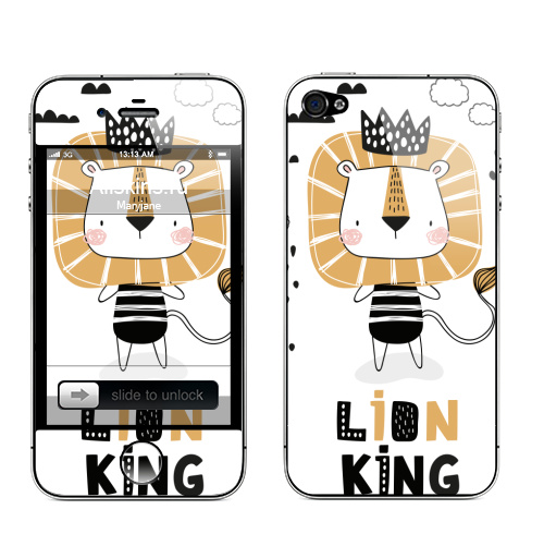 Наклейка на Телефон Apple iPhone 4S, 4 Король Лев - Принтериум,  купить в Москве – интернет-магазин Allskins, лев, король, мультфильмы, детские, мило, корона, джунглей, safari, lion