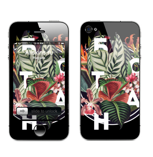Наклейка на Телефон Apple iPhone 4S, 4 Ботан тропики,  купить в Москве – интернет-магазин Allskins, лето, тропики, растение, цветы
