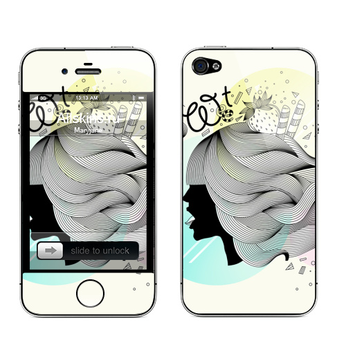 Наклейка на Телефон Apple iPhone 4S, 4 Sweet,  купить в Москве – интернет-магазин Allskins, рыбалка, морская, графика, рыба, абстракция