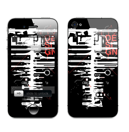 Наклейка на Телефон Apple iPhone 4S, 4 D-Carcass,  купить в Москве – интернет-магазин Allskins, дизайнер, художник, иллюстраторы, череп, инструменты