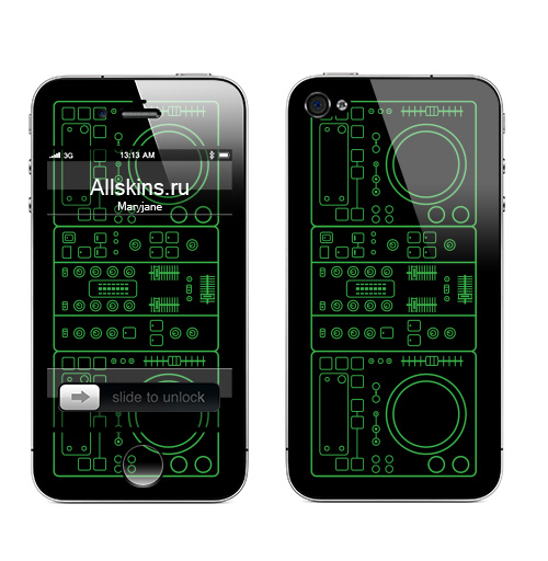 Наклейка на Телефон Apple iPhone 4S, 4 Periodic table of DJing,  купить в Москве – интернет-магазин Allskins, музыка, dj, клубная, химия, менделеев, хаус