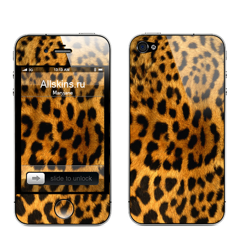 Наклейка на Телефон Apple iPhone 4S, 4 Леопардовое манто,  купить в Москве – интернет-магазин Allskins, леопард, текстура, паттерн, 300 Лучших работ