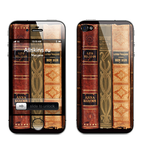 Наклейка на Телефон Apple iPhone 4S, 4 old books,  купить в Москве – интернет-магазин Allskins, фотография, паттерн, книга