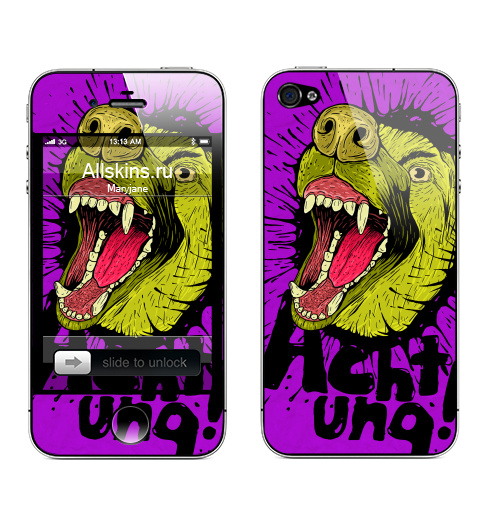 Наклейка на Телефон Apple iPhone 4S, 4 Achtung!,  купить в Москве – интернет-магазин Allskins, животные, анатомия, брызги, клыки, собаки, хэллоуин, пятна, немцы