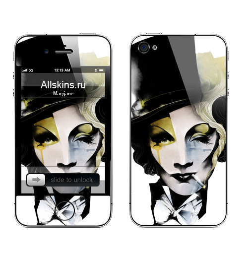 Наклейка на Телефон Apple iPhone 4S, 4 Dietrich,  купить в Москве – интернет-магазин Allskins, лицо, девушка, кино, 300 Лучших работ