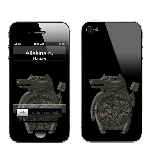 Наклейка на Телефон Apple iPhone 4S, 4 Волк,  купить в Москве – интернет-магазин Allskins, крутые животные, заяц, животные, волк, собаки, пузо, живот, мужик