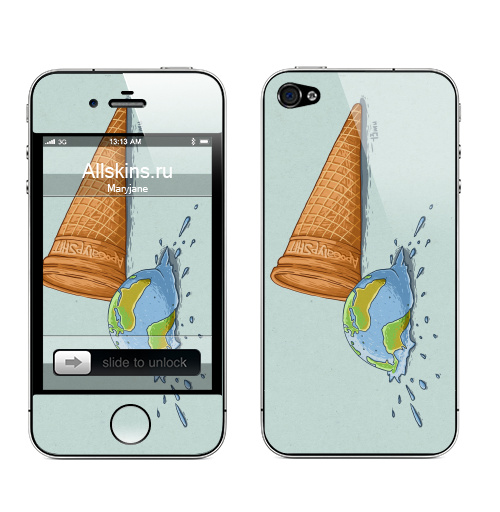 Наклейка на Телефон Apple iPhone 4S, 4 Вот, блин!,  купить в Москве – интернет-магазин Allskins, апокалипсис, мороженое, земля, взрыв, космос, 300 Лучших работ