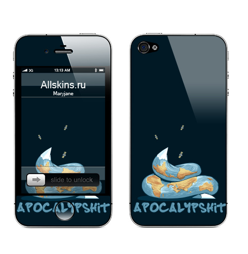 Наклейка на Телефон Apple iPhone 4S, 4 Apocalypshit 2012,  купить в Москве – интернет-магазин Allskins, надписи на английском, надписи, апокалипсис, какашки, космос