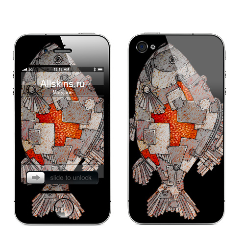 Наклейка на Телефон Apple iPhone 4S, 4 Карась,  купить в Москве – интернет-магазин Allskins, рыба, стимпанк, мужские