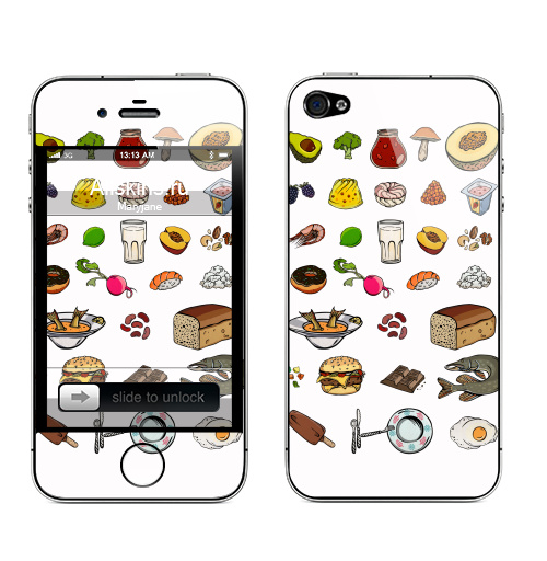 Наклейка на Телефон Apple iPhone 4S, 4 Вкусный алфавит,  купить в Москве – интернет-магазин Allskins, цвет, рыба, еда, мороженое, овощи, фастфуд, фрукты, детские