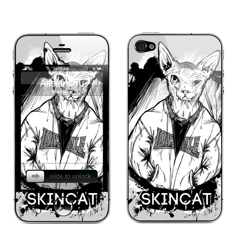 Наклейка на Телефон Apple iPhone 4S, 4 Skincat (Лысо-кот),  купить в Москве – интернет-магазин Allskins, кошка, Сфинкс, бритоголовый