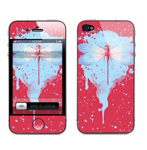 Наклейка на Телефон Apple iPhone 4S, 4 Odonata,  купить в Москве – интернет-магазин Allskins, Крылья, насекомые, пятна, стрекоза
