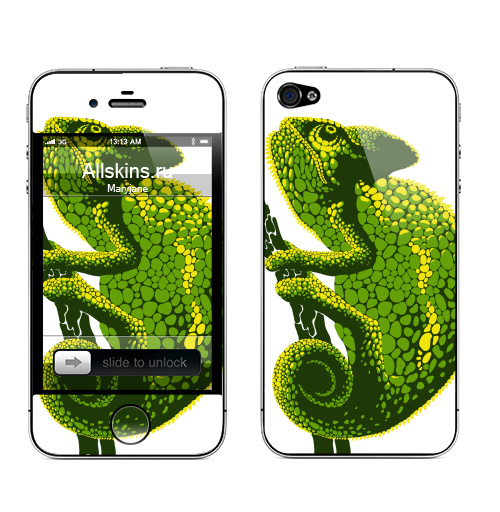 Наклейка на Телефон Apple iPhone 4S, 4 Хамелеон,  купить в Москве – интернет-магазин Allskins, зеленый, хамелеон