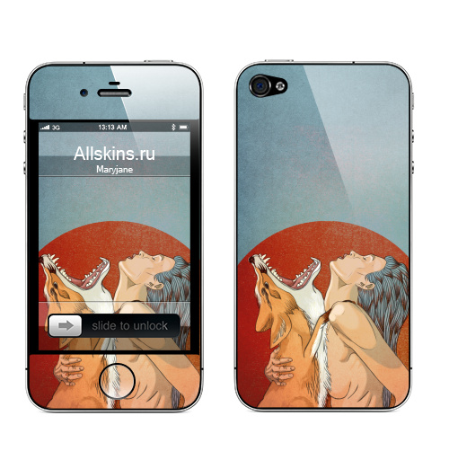 Наклейка на Телефон Apple iPhone 4S, 4 GET WILD,  купить в Москве – интернет-магазин Allskins, животные, лиса, графика, экспрессия