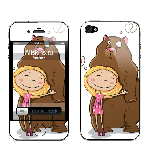 Наклейка на Телефон Apple iPhone 4S, 4 I like teddy bears,  купить в Москве – интернет-магазин Allskins, лайк, милые животные, 300 Лучших работ, любовь, медведь, мило, для_влюбленных, детские, женские