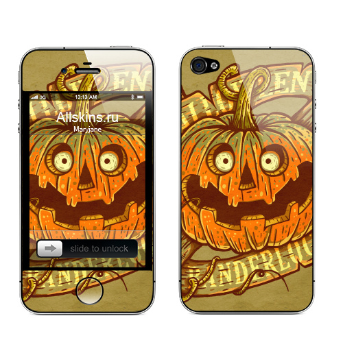 Наклейка на Телефон Apple iPhone 4S, 4 Halloween, banderlogs!,  купить в Москве – интернет-магазин Allskins, пикник, монстры, хэллоуин, тыква, бандерлог