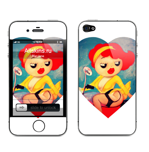 Наклейка на Телефон Apple iPhone 4S, 4 Angie,  купить в Москве – интернет-магазин Allskins, современное искусство, прикол, манга
