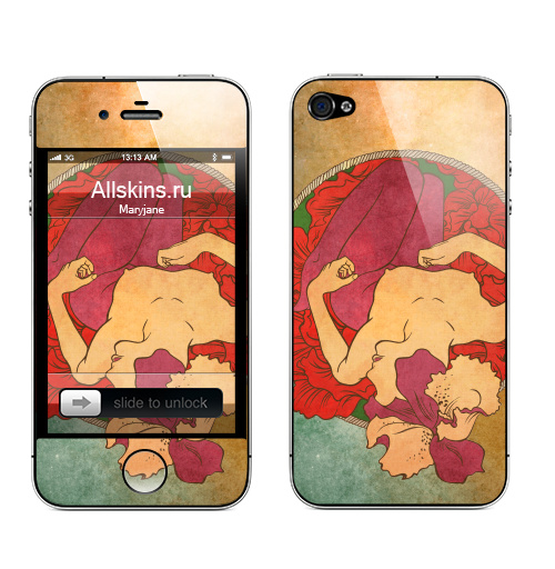 Наклейка на Телефон Apple iPhone 4S, 4 Lilium,  купить в Москве – интернет-магазин Allskins, цветы, любовь, графика, девушка, красота, секс, для влюбленных