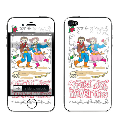 Наклейка на Телефон Apple iPhone 4S, 4 Love,  купить в Москве – интернет-магазин Allskins, продажи_надписи, 300 Лучших работ, надписи на английском, парные, для_влюбленных, апокалипсис, череп, Мексика, надписи, любовь