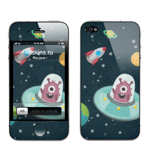 Наклейка на Телефон Apple iPhone 4S, 4 Открытый космос,  купить в Москве – интернет-магазин Allskins, монстры, космос, звезда, детские