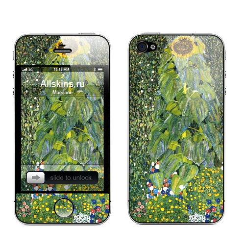 Наклейка на Телефон Apple iPhone 4S, 4 Цветы, 1907 - Густав Климт,  купить в Москве – интернет-магазин Allskins, живопись, классика